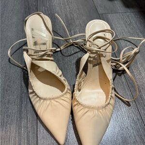 Zara Cream Pointed Toe Heels
